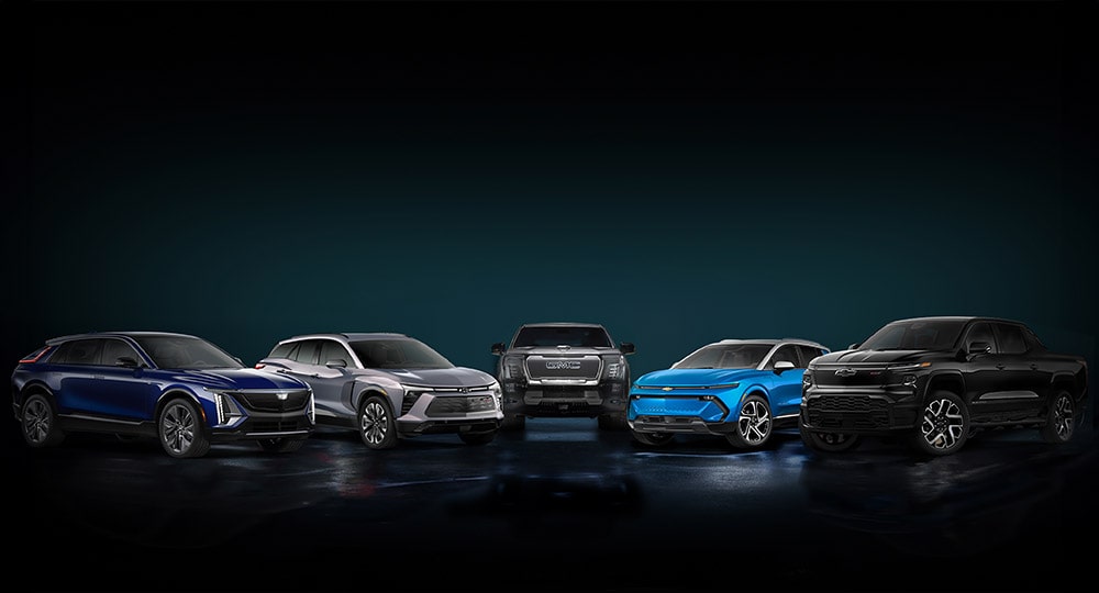GM Brand vehicles on a stage